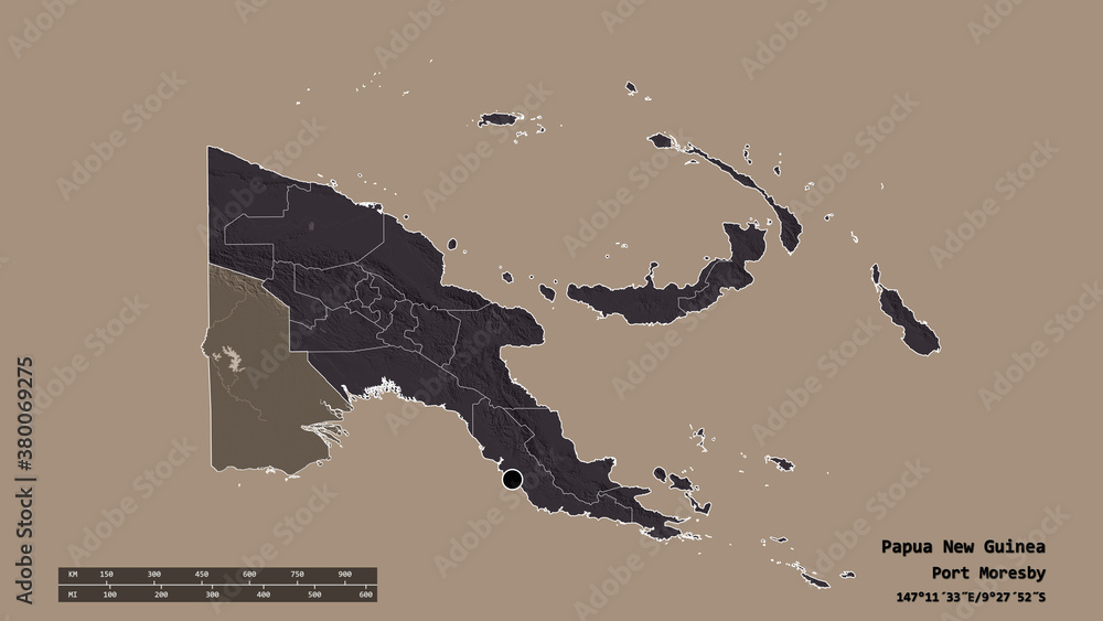 Location of Western, province of Papua New Guinea,. Administrative