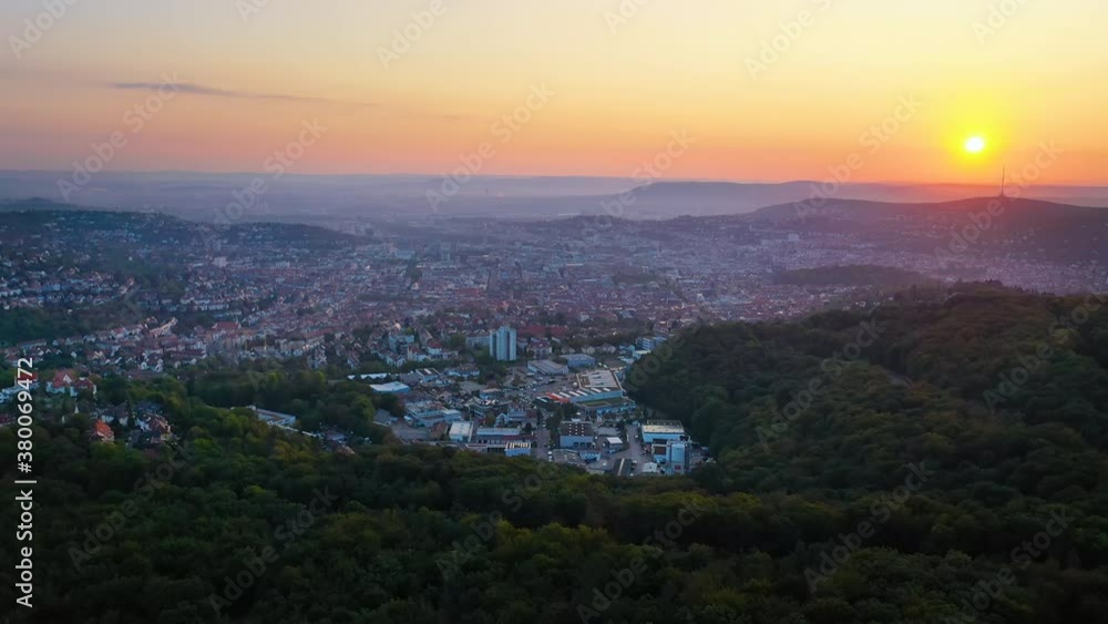 Stuttgart germany drone skyline aerial view time lapse cityscape Stuttgart germany drone skyline aerial view time lapse cityscape