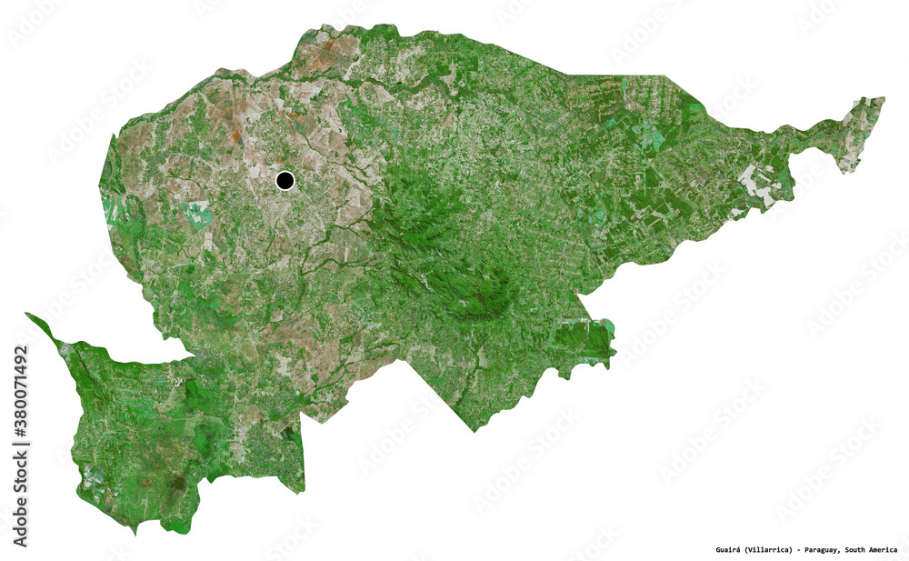 Guaira, department of Paraguay, on white. Satellite Guaira, department of Paraguay, on white. Satellite