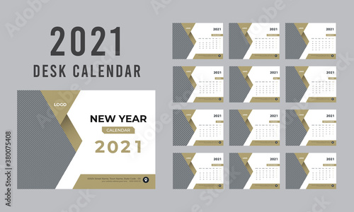 Desk Calendar Design for 2021, Calendar Planner, Set of 12 Months photo