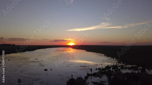 Wallpaper Mural Beautiful drone aerial view of dusk river at sunset in amazon rainforest landscape. Concept of ecology, environment, global warming, conservation, sanctuary, paradise, climate change, forest, tropical Torontodigital.ca