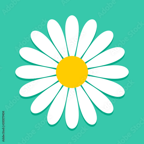 Daisy Flower on a Blue-Green Background Icon. Vector Image.