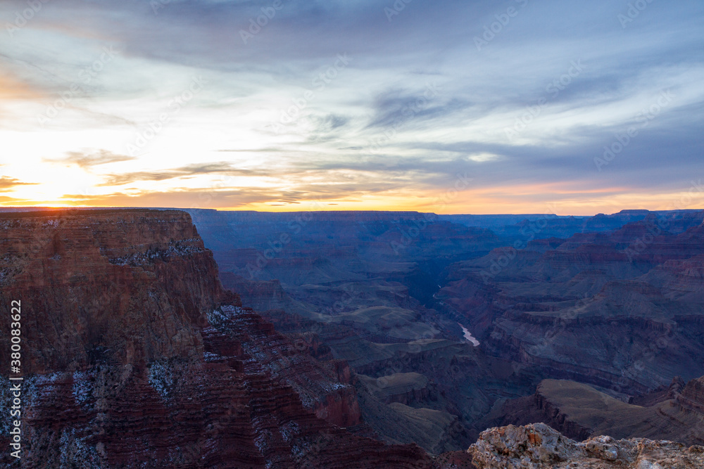 Grand Canyon: South Rim View of Setting Sun