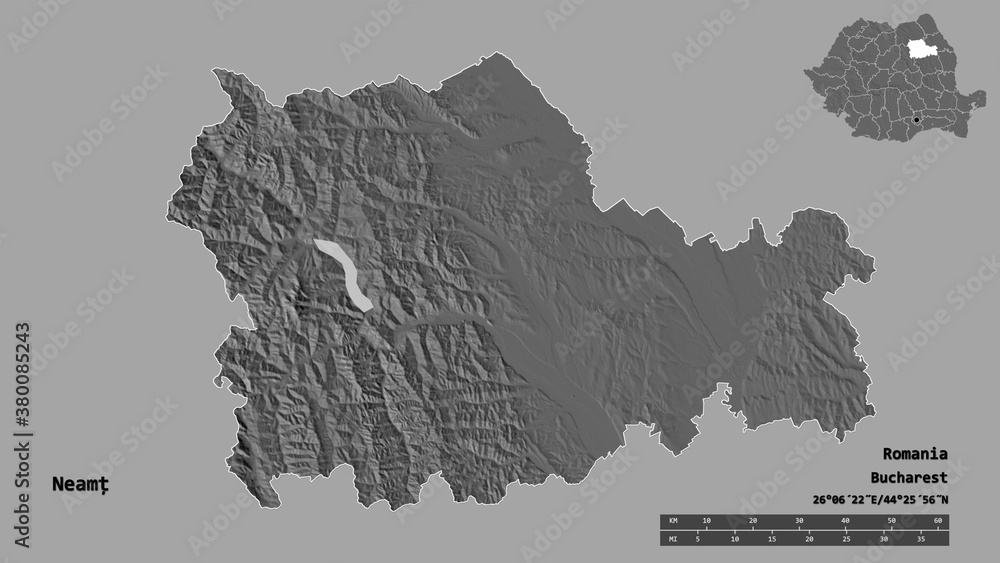 Neamt, county of Romania, zoomed. Bilevel Neamt, county of Romania, zoomed. Bilevel