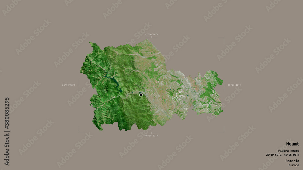 Neamt - Romania. Bounding box. Satellite Neamt - Romania. Bounding box. Satellite