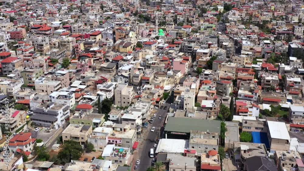 Corona virus second lockdown over Majd al Krum, a large Muslim village in northern israel, Aerial view. Corona virus second lockdown over Majd al Krum, a large Muslim village in northern israel, Aerial view.