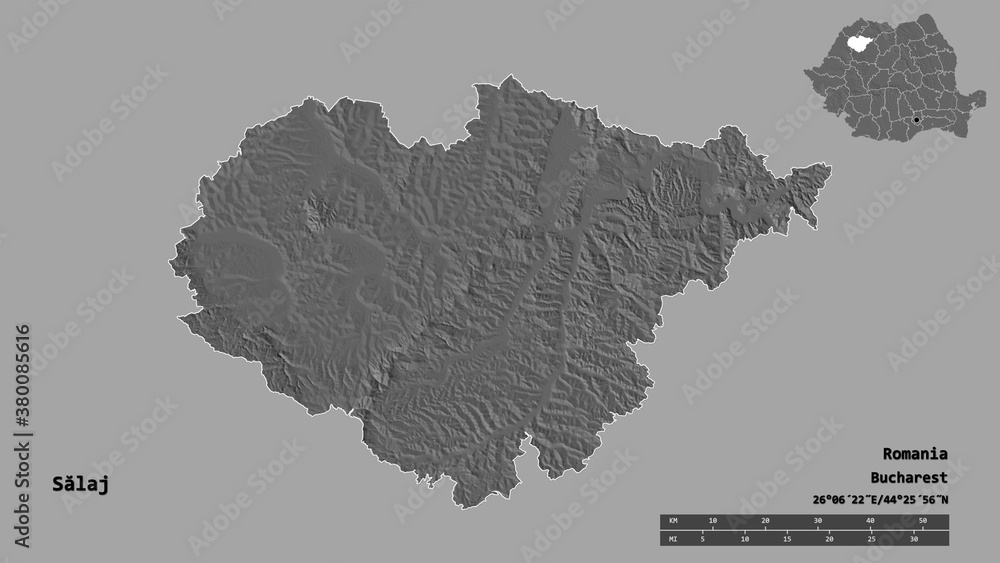 Salaj, county of Romania, zoomed. Bilevel