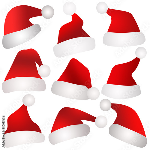 Christmas Santa Claus Hats on white background