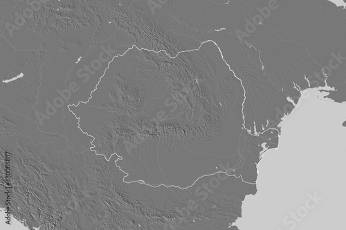 Romania outlined. Bilevel