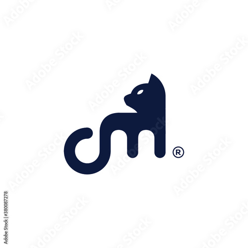 cat logo vector letter M illustrations