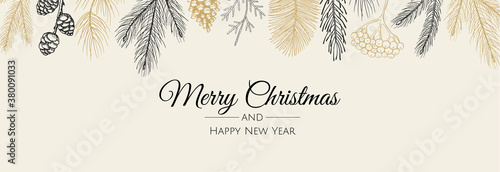 Merry Christmas background with christmas element. Vector illustration