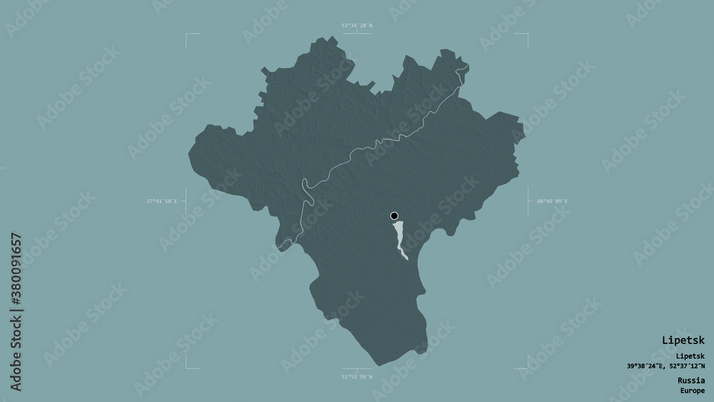 Fototapeta premium Lipetsk - Russia. Bounding box. Administrative