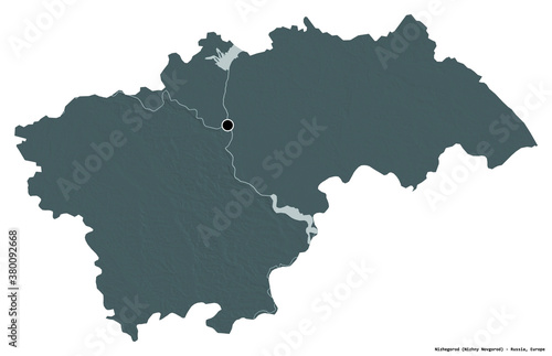 Nizhegorod  region of Russia  on white. Administrative