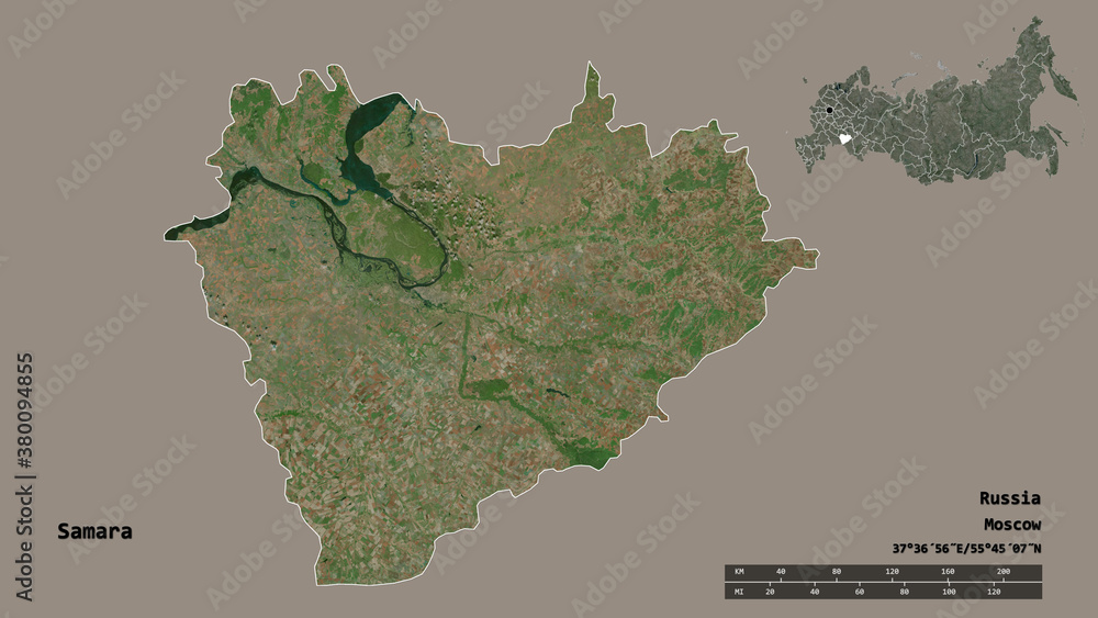 Samara, region of Russia, zoomed. Satellite