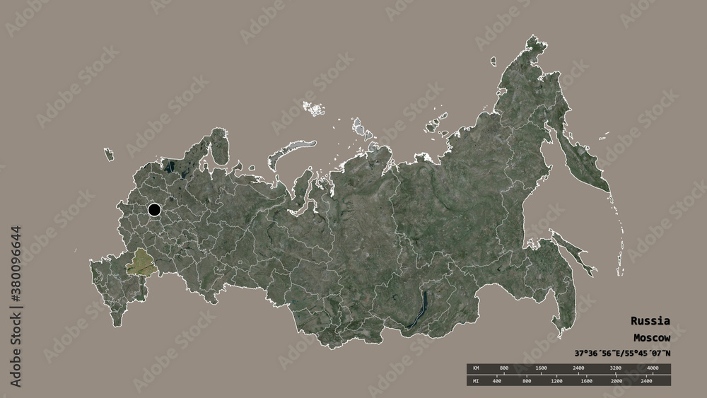 Location of Volgograd, region of Russia,. Satellite