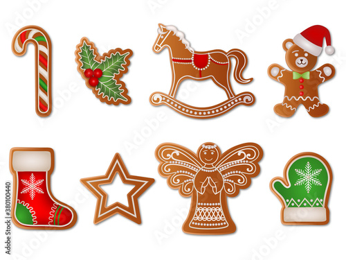 set of christmas gingerbreads