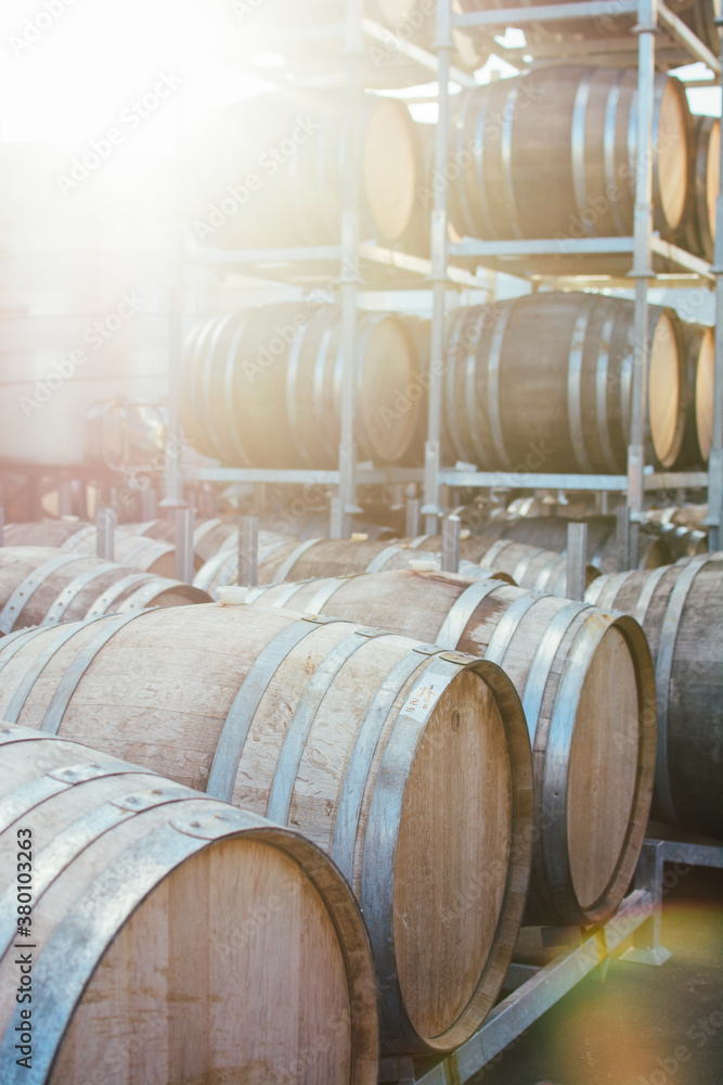 Wine barrels at a winery Wine barrels at a winery