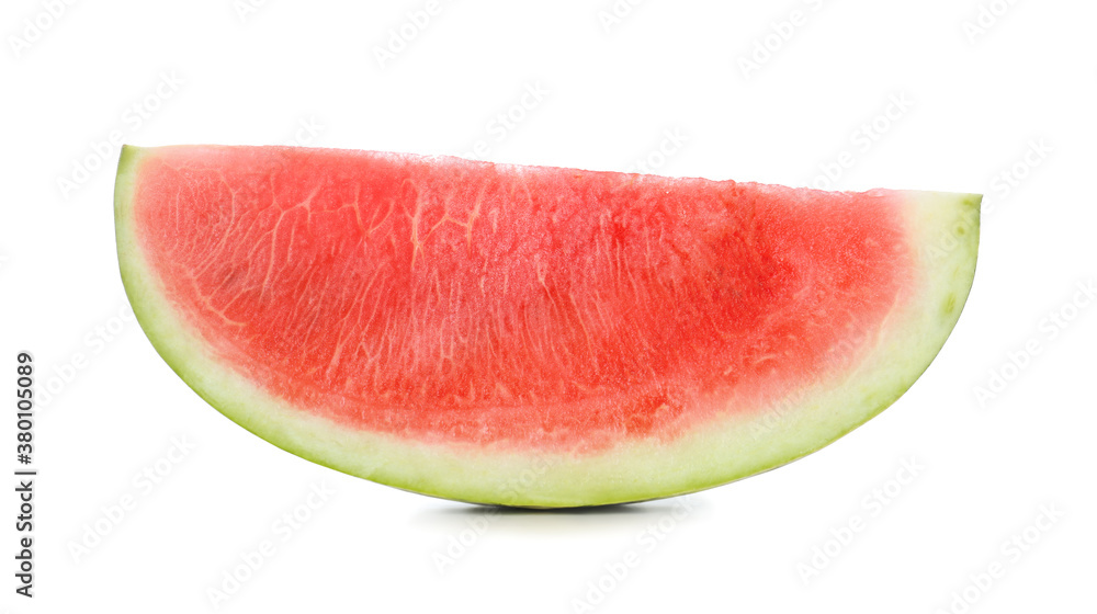 Slice of delicious ripe watermelon isolated on white