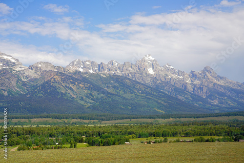 Aerial view of Grand Teton National Park in Wyoming in approach at the Jackson Hole Airport (JAC)