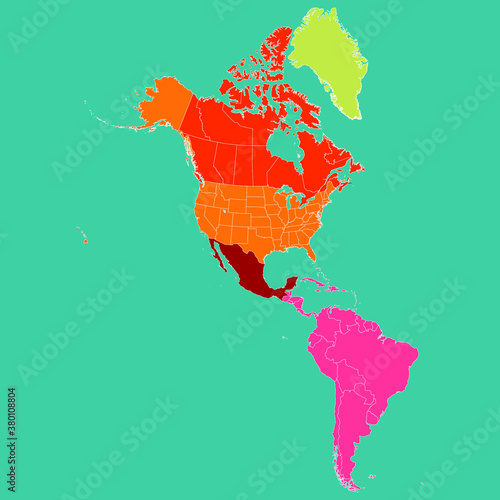 AMERICAN MAP WITH COUNTRIES BENER