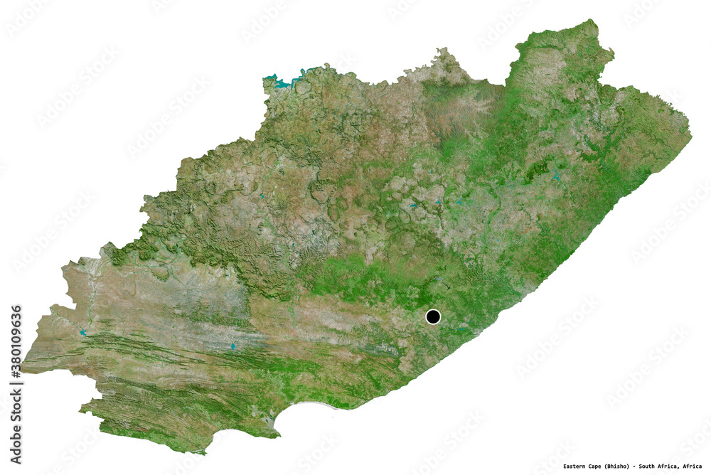Naklejka premium Eastern Cape, province of South Africa, on white. Satellite