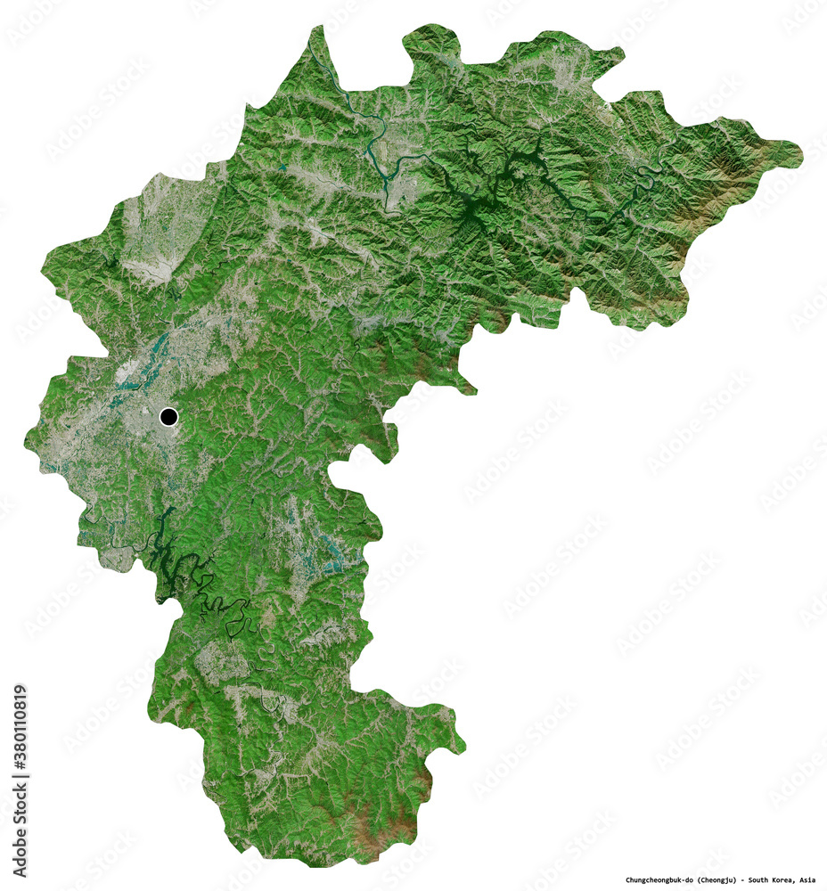 Chungcheongbuk-do, province of South Korea, on white. Satellite Chungcheongbuk-do, province of South Korea, on white. Satellite