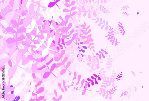 Light Purple  Pink vector natural pattern with leaves.
