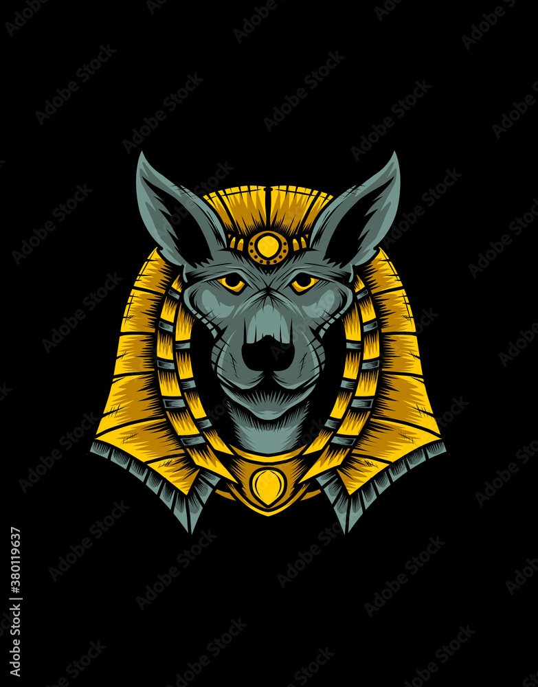 Illustration vector Ancient Egypt Anubis god of war on black background. Illustration vector Ancient Egypt Anubis god of war on black background.