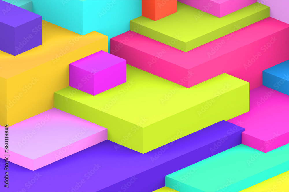 Fototapeta premium Abstract geometric cubic colorful background. isometric 3d render.