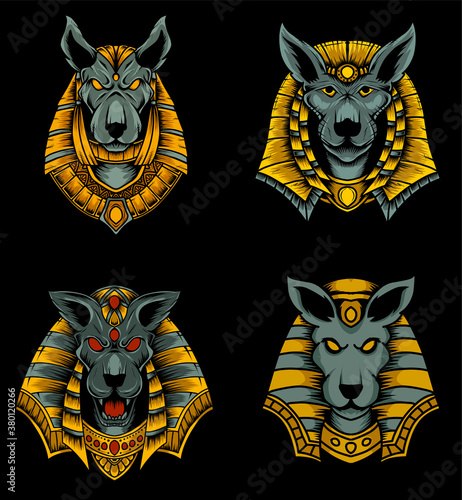 Set ancient egypt god of death Anubis perfect for T-shirt,jacket/hoodie