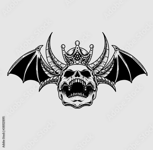 Illustration vector scary demon skull with horn