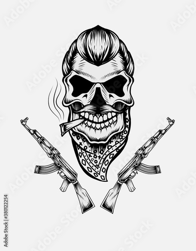 Gangster skull -vector illustration art. 