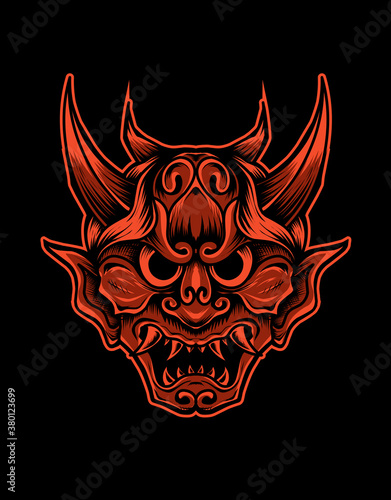 Oni mask demon face vector illustration art.