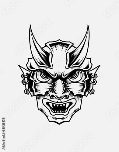 Oni mask demon face vector illustration art.