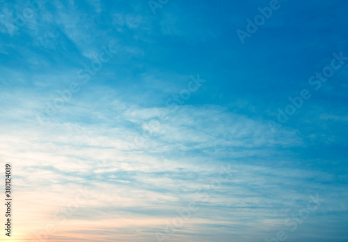 Blue vast sky and sun rays background natural