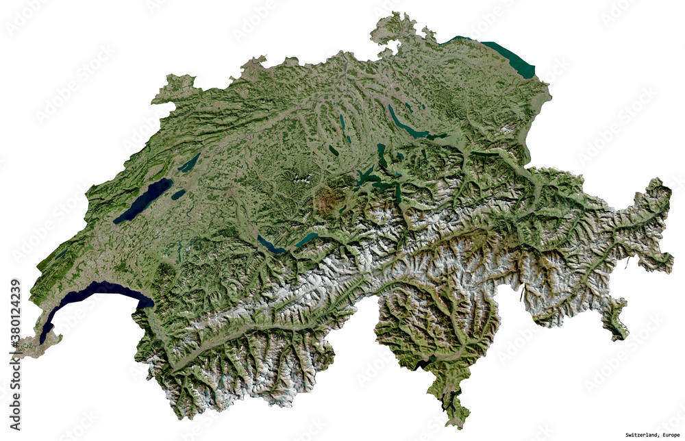 Switzerland on white. Satellite