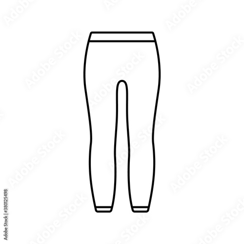 Leggings with elastic at waist and ankles. Linear icon of unisex tight-fitting pants. Black simple illustration of thermal underwear, trousers. Contour isolated vector pictogram, white background