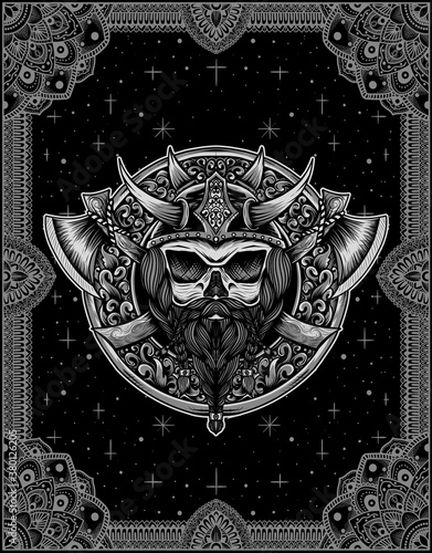 Viking head vector illustration art.