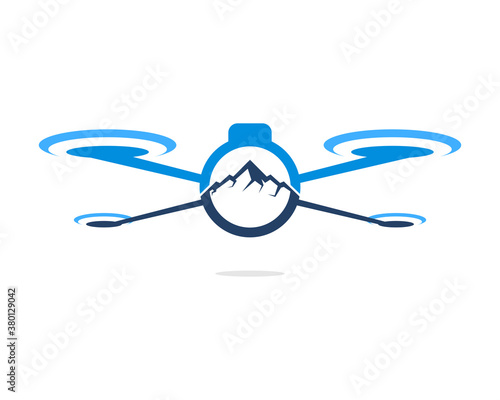 Flying drone with mountain inside