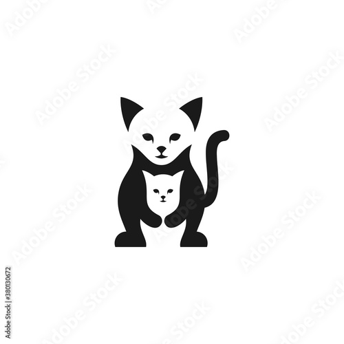 Illustration vector graphic template of cat negative space logo © Ibni