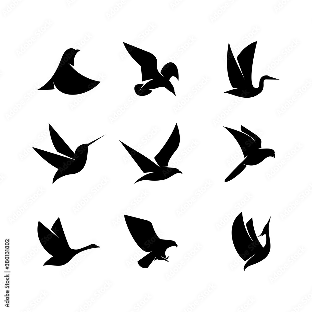 Illustration vector graphic template of bird silhouette logo Illustration vector graphic template of bird silhouette logo