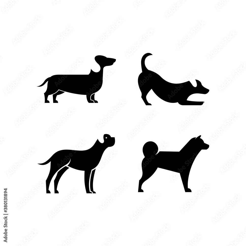 Illustration vector graphic template of dog collection silhouette logo
