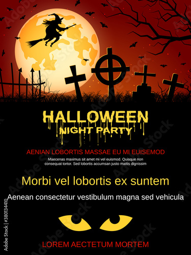 Halloween night flyer, booklet,  poster, invitation card vector design template