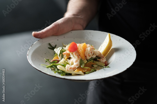 Wallpaper Mural Waiter Holding A Plate With Shrimp Salad Torontodigital.ca