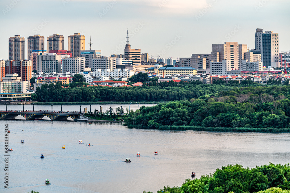 Fototapeta premium Landscape of Nanhu Park in Changchun, China