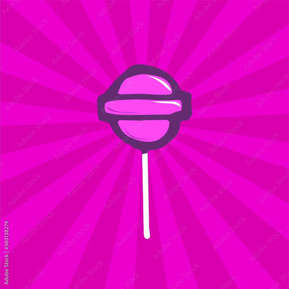 vector illustration of lollipop isolated on purple background. lollipop