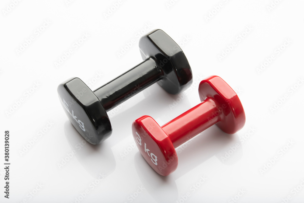 Close up of Dumbbells on White Background Close up of Dumbbells on White Background