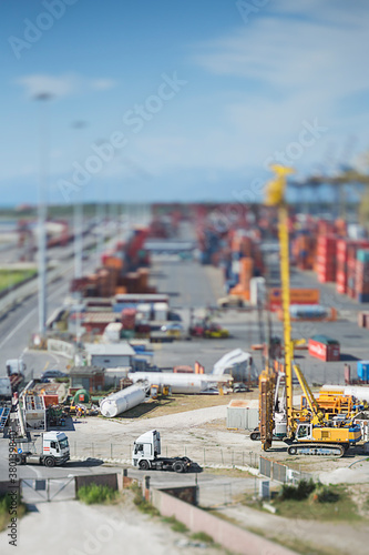 Shipping containers in a port photo