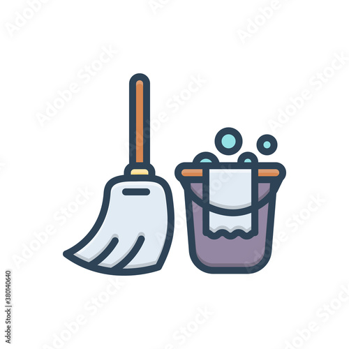 Color illustration icon for cleaning