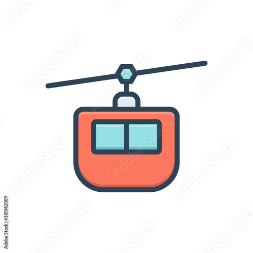Color illustration icon for funicular